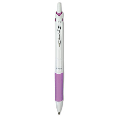 Acroball Purewhite Advanced Ink Hybrid Gel Pen, Retractable, Fine 0.7 Mm, Black Ink, White/Purple Barrel