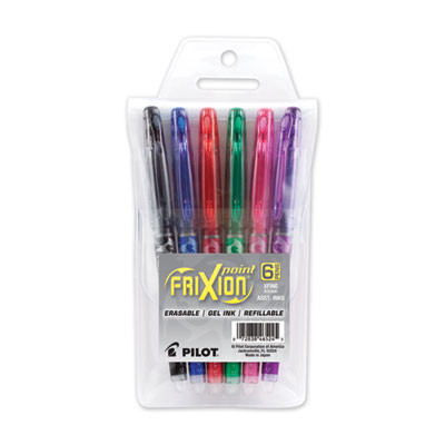 Frixion Ball Erasable Gel Pen, Stick, Extra-Fine 0.5 Mm, Assorted Ink And Barrel Colors, 6/Pack