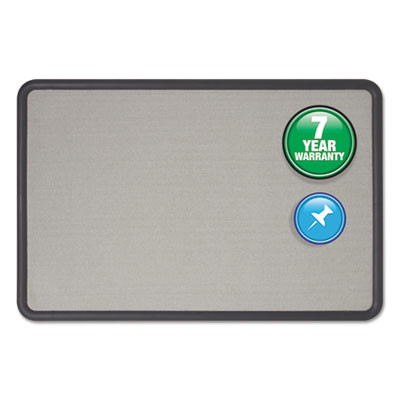 Contour Fabric Bulletin Board, 36" x 24", Gray Surface, Black Plastic Frame