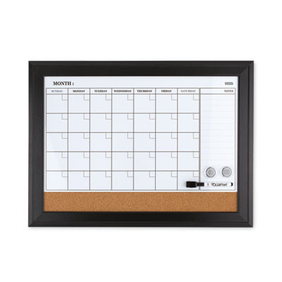 Home Decor Magnetic Dry Erase Board, Monthly Planning/Scheduling Calendar, 23" x 17", Tan/White Surface, Espresso Wood Frame