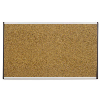 Arc Frame Cubicle Board, Cork Bulletin, 24" x 14", Tan Surface, Satin Aluminum Frame