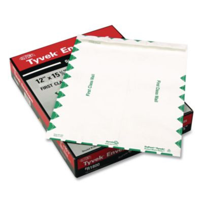 Lightweight 14 Lb Tyvek Catalog Mailers, First Class, #13 1/2, Square Flap, Redi-Strip Closure, 10 x 13, White, 100/Box