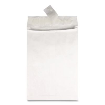 Lightweight 14 Lb Tyvek Open End Expansion Mailers, #15 1/2, Cheese Blade Flap, Redi-Strip Closure, 12 x 16, White, 25/Box