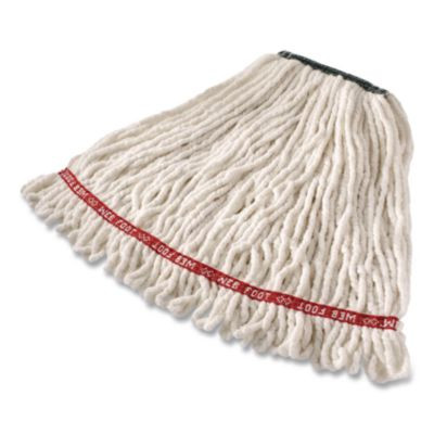Super Stitch Cotton Looped End Wet Mop Head, 20 Oz Capacity, Medium, White, 1" White Headband