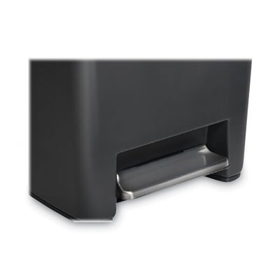 Premier Series Iii Step-On Waste Container, 12.4 Gal, Plastic, Black/Stainless Steel