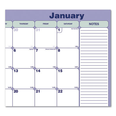 Monthly Desk Pad Calendar, 21.25 x 16, White/Blue/Green Sheets, Black Binding, Black Corners, 12-Month (Jan To Dec): 2026