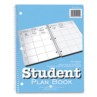 Student Plan Book, Homework/Assignment-Tracking, 40-Weeks: Six-Subject Day, Blue/White Cover, (100) 11 x 8.5 Sheets