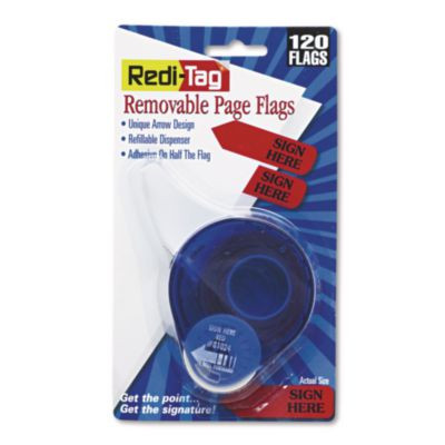 Arrow Message Page Flags In Dispenser, "Sign Here", Red, 120 Flags/Pack