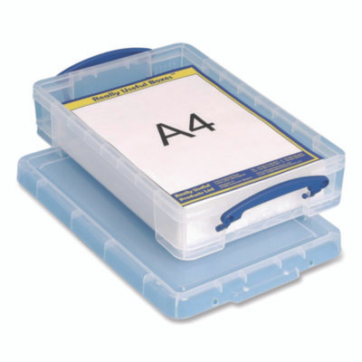 Snap-Lid Storage Bin, 1.05 Gal, 10.25" X 14.5" X 3.37", Clear/Blue