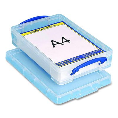 Snap-Lid Storage Bin, 1.05 Gal, 10.25" X 14.5" X 3.37", Clear/Blue