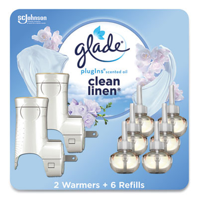 Plugin Scented Oil, Clean Linen, 0.67 Oz, 2 Warmers And 6 Refills/Pack