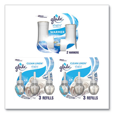 Plugin Scented Oil, Clean Linen, 0.67 Oz, 2 Warmers And 6 Refills/Pack