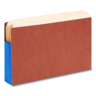 Redrope Drop-Front End Tab File Pockets, Fully Lined 6.5" High Gussets, 3.5" Expansion, Legal Size, Redrope/Blue, 10/Box