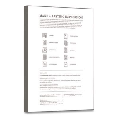 100% Cotton Resume Paper, 95 Bright, 32 Lb Bond Weight, 8.5 x 11, White, 100/Pack