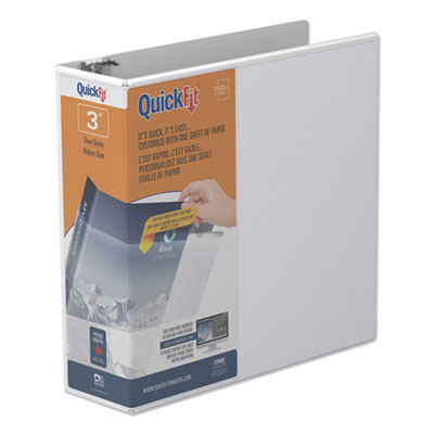 Quickfit Round-Ring View Binder, 3 Rings, 3" Capacity, 11 X 8.5, White