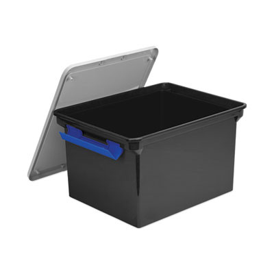 Portable File Tote With Locking Handles, Letter/Legal Files, 18.5" X 14.25" X 10.88", Black/Silver