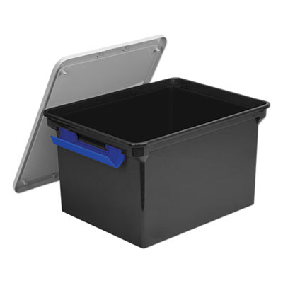 Portable File Tote With Locking Handles, Letter/Legal Files, 18.5" X 14.25" X 10.88", Black/Silver