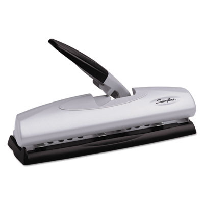 20-Sheet Lighttouch Desktop Two- To Seven-Hole Punch, 9/32" Holes, Silver/Black