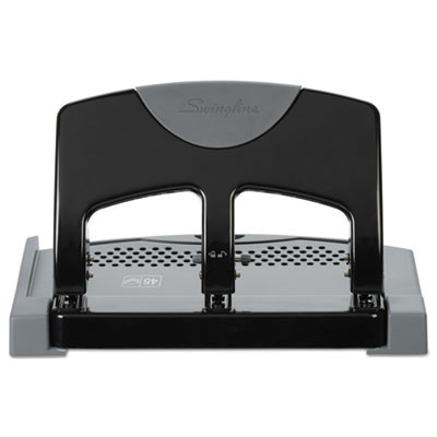 45-Sheet Smarttouch Three-Hole Punch, 9/32" Holes, Black/Gray