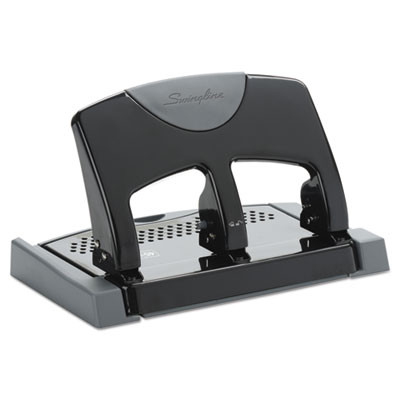 45-Sheet Smarttouch Three-Hole Punch, 9/32" Holes, Black/Gray