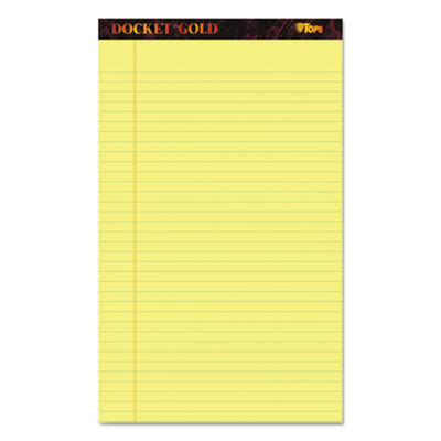 Docket Gold Ruled Perforated Pads, Wide/Legal Rule, (50) Canary Yellow 8.5 x 14 Sheets, 12/Pack
