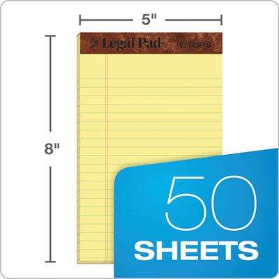 "The Legal Pad" Ruled Perforated Pads, Narrow Rule, (50) Canary Yellow 5 x 8 Sheets, Dozen
