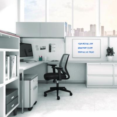 Melamine Dry Erase Board, 36" x 24", White Surface, Gray/Natural Aluminum Frame