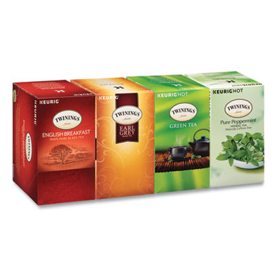 Tea K-Cups, Assorted, 0.11 Oz K-Cups, 24/Box, 4 Boxes/Carton