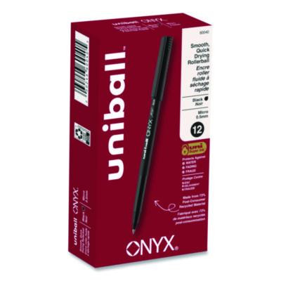 Onyx Rollerball Pen, Stick, Micro 0.5 Mm, Black Ink, Black Barrel, Dozen