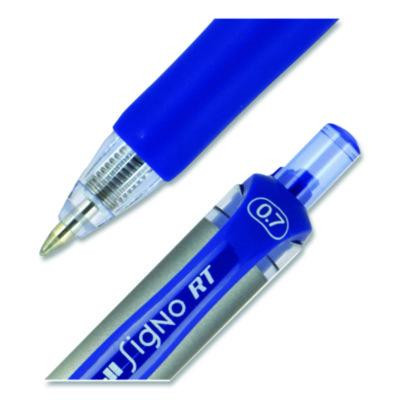 Signo Gel Pen, Retractable, Medium 0.7 Mm, Blue Ink, Silver/Blue Barrel, Dozen