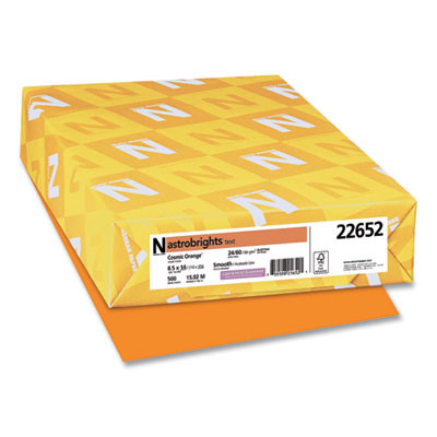 Color Paper, 24 Lb Bond Weight, 8.5 x 14, Cosmic Orange, 500/Ream
