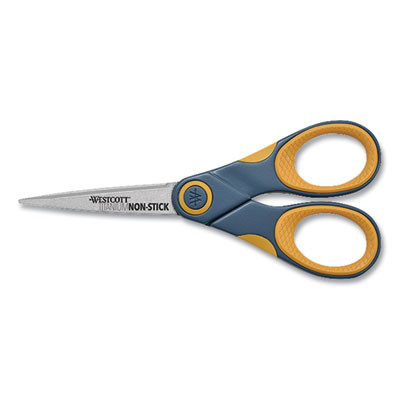 Non-Stick Titanium Bonded Scissors, 5" Long, Straight Gray/Orange Handle