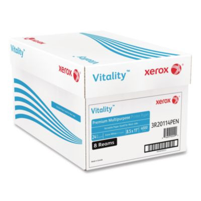 Vitality Premium Multipurpose Print Paper, 97 Bright, 24 Lb Bond Weight, 8.5 x 11, Extra White, 500/Ream, 8 Reams/Carton