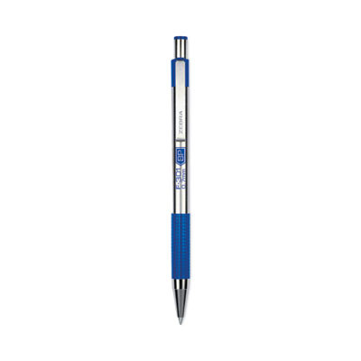 F-301 Ballpoint Pen, Retractable, Fine 0.7 Mm, Blue Ink, Stainless Steel/Blue Barrel, 2/Pack