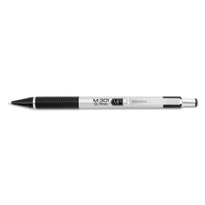 M-301 Mechanical Pencil, 0.7 Mm, Hb (#2), Black Lead, Silver/Black Barrel