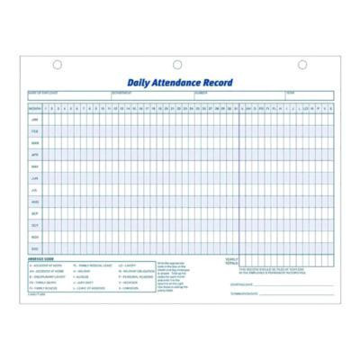 Attendance Records, One Part (No Copies), 11 x 8.5, 50 Forms Total