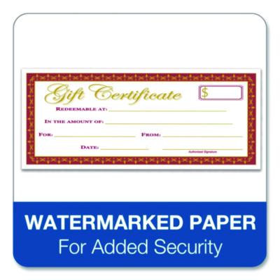 Gift Certificate With Stub Book, 7.81 x 3.25, Cream, 25 Certificates