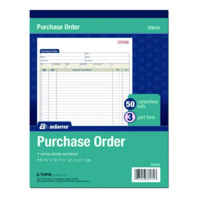 Multipart Purchase Order Pad, Three-Part Carbonless, 8.38 x 10.19, 50 Forms Total