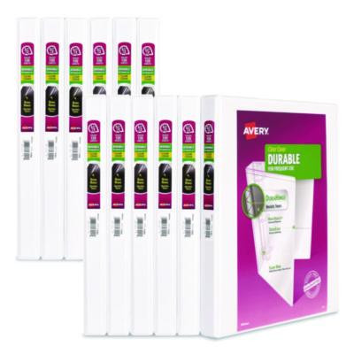 Durable View Binder With Durahinge And Slant Rings, 3 Rings, 0.5" Capacity, 11 x 8.5, White, 12/Carton