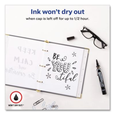 Marks A Lot Large Desk-Style Permanent Marker With Metal Pocket Clip, Broad Bullet Tip, Black