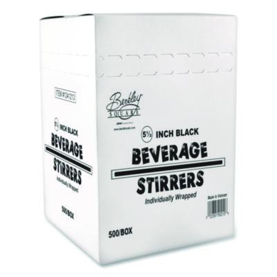 Wrapped Polypropylene Stirrers, 5.5", Black, 500/Box