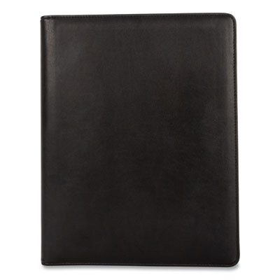 Faux-Leather Padfolio With Solar Calculator, 9 X 12 Pad, 9.75 X 12.5, Black