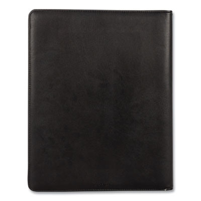 Faux-Leather Padfolio With Solar Calculator, 9 X 12 Pad, 9.75 X 12.5, Black