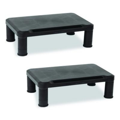Adjustable Rectangular Monitor Stand, 14.5" x 10.5" x 2.5" To 5.25", Black, Supports 50 Lb, 2/Pack