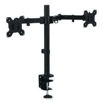 Full Motion Dual Monitor Desktop Mount, For 17" To 27" Monitors, 360 Degree Rotation, +/-90 Degree Tilt, Black, Supports 22Lb