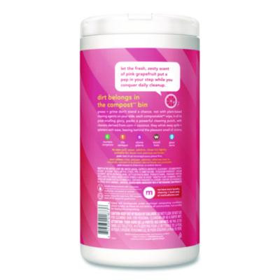 All Purpose Cleaning Wipes, 1 Ply, Pink Grapefruit, White, 70/Pack