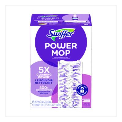 Powermop Mopping Pads, 15.4 x 5.3, White/Purple, 8/Pack