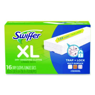Sweeper Xl Dry Refill Cloths, 16.9 x 9.8, White, 16/Box