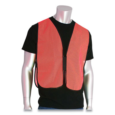 Hook And Loop Safety Vest, Polyester Mesh, One Size Fits Most, Hi-Viz Orange