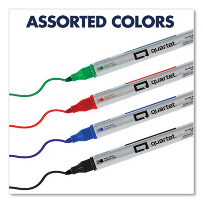 Premium Glass Board Dry Erase Marker, Fine Bullet Tip, Assorted Colors, 4/Pack